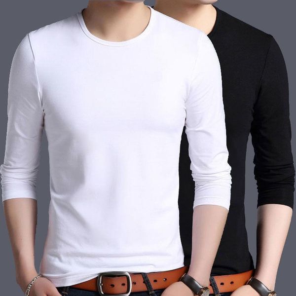 

spring autumn long sleeve men's t-shirt casual t shirt men o-neck slim fit undershirt base shirt mens tees tshirt male, White;black