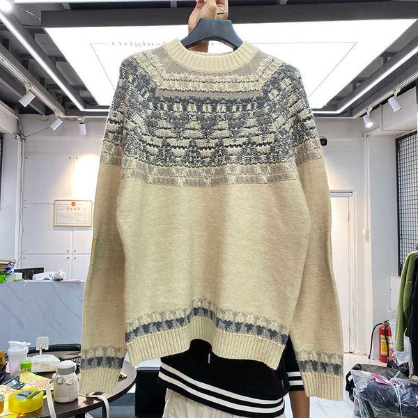 

kapital man hirata hehong smiling face color contrast national style round neck lazy style sweater men, White;black