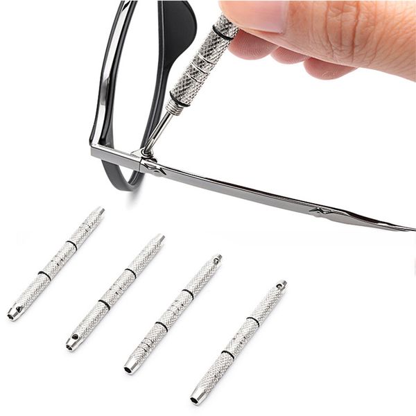 

4 in 1 aluminum steel glasses screwdriver sunglasses watch repair kit, portable drawstring design, portable screwdriver hand tool