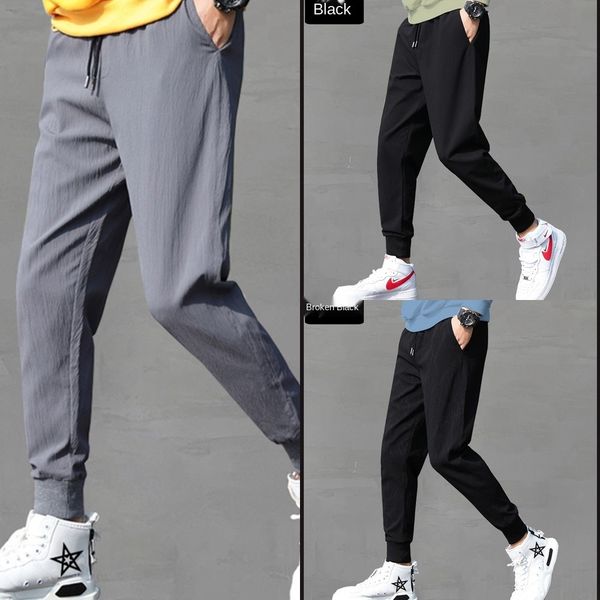 

men's tight trousers tight pants new spring and autumn pants lightweight leggings solid camouflage elastic capris casual sports trend d, Blue