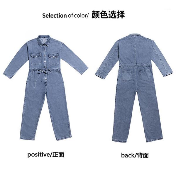 

spring and summer jumpsuits pants lapel elegant blue long trousers jumpsuits women baggy overalls denim jeans romper1, Black;white