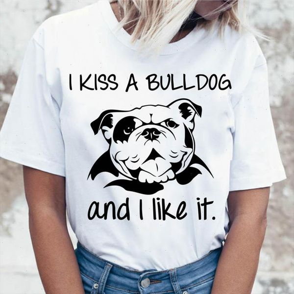 

bulldog t shirt female harajuku korean clothing tees for women graphic funny t shirt ulzzang tshirt, White