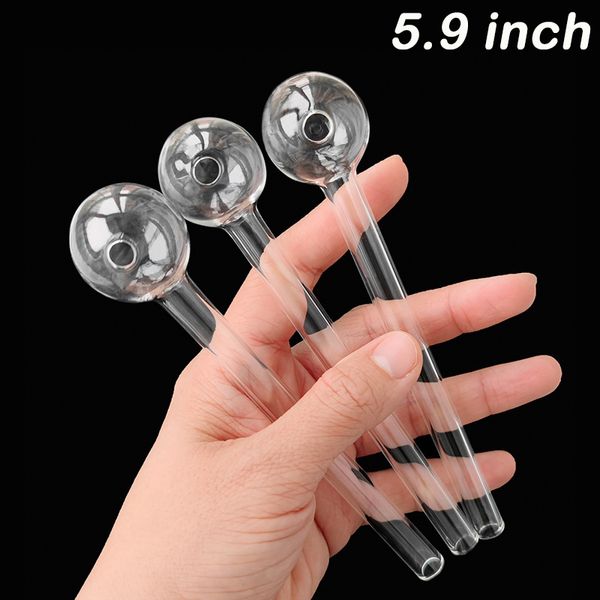 5,9 Zoll lange 3CM BIG BALL Ölbrenner Dicke Pyrex große transparente Glaspfeife zum Rauchen Bubbler Tube Dot Nail Burning Jumbo Zubehör