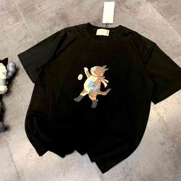 

2022 factory wholesale new model 22 spring and summer lovers sweet age reduction fortune animal print casual loose round neck short sleeve t, White