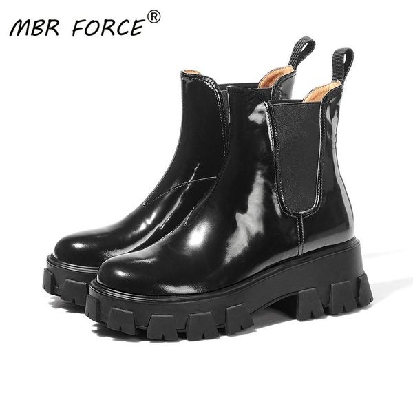 

mbr force fashion casual women cool lace up ankle boots thick bottom for woman chunky motorcycle boot girls female, Black