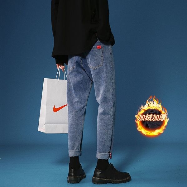 

new autumn 2021 men's corduroy loose straight-leg korean-style skinny jeans 0nii 9akv, Blue