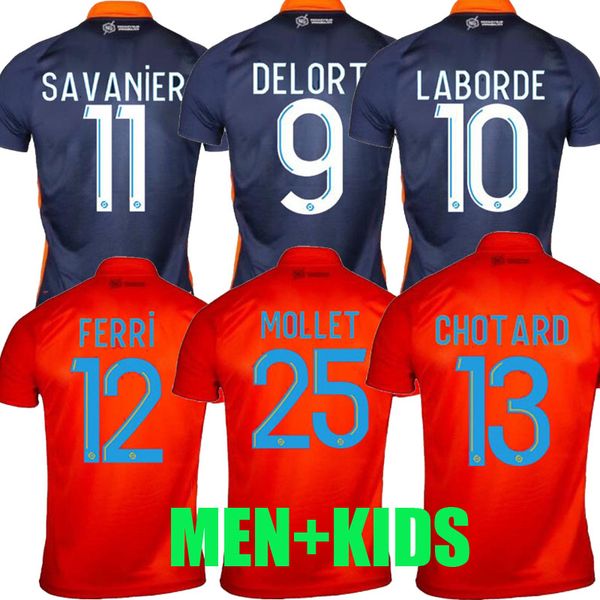 

new 20 21 montpellier soccer jerseys herault home away skhiri 2020 2021 maillot de foot #11 savanier lecomte laborde delort football shirts, Black