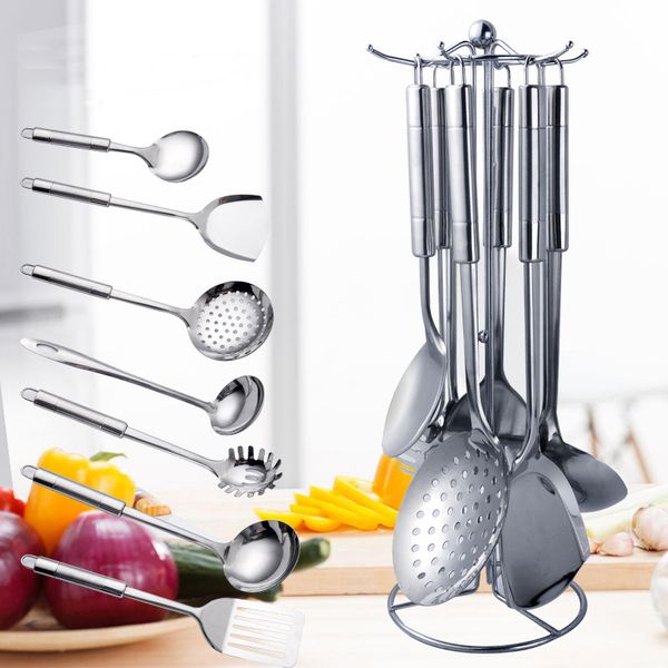 

stainless steel kitchen cooking utensils portable spatula tools household seven-piece cookware spoon kitchenware cooking tools vtky2271