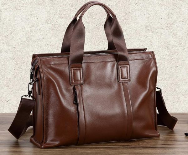 

exquisite briefcase genuine leather retro style bag shoulder crossbody business laphandbags bolso hombre df1001