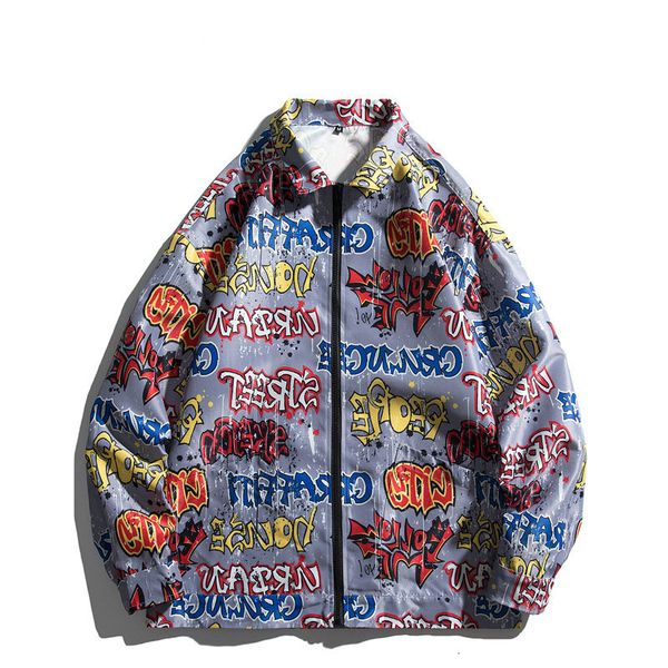 

men fall clothing 2020 long sleeve graffiti moto jacket digital printing fabric
