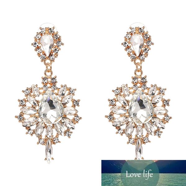 

sumeng new women drop earrings colorful flower big brand design luxury starburst crystal stud gem statement earrings jewelry, Silver