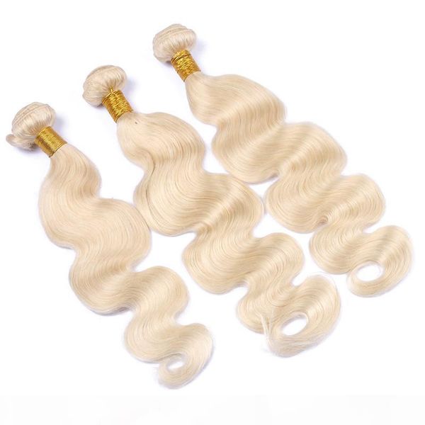 

virgin brazilian blonde human hair weaves 3pcs body wave #613 bleach blonde human hair bundles wavy brazilian human hair extensions, Black;brown