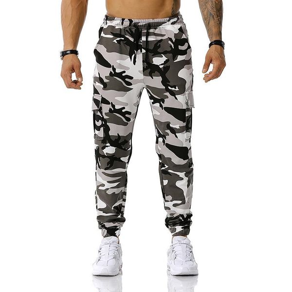 

mens camo jogger pants casual cotton trousers jogging sweatpants men hip hop streetwear outdoors running sports trousers male, Black