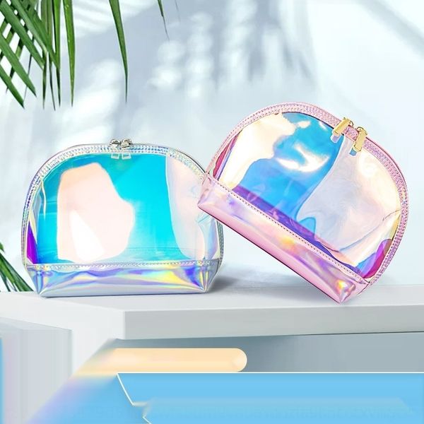 

ldcdx bag style tpu waterproof women's hand semicircle colorful cosmetic cosmetic xrt5j transparent large capacity laser wash bag korea