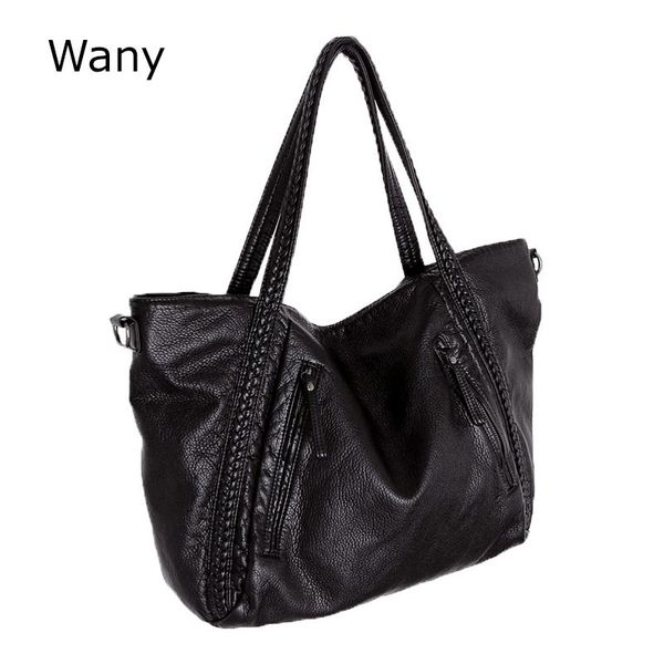 

women's handbag soft leather big bag large capacity water wash sheepskin bags fashion one shoulder bag