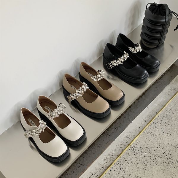 

womens sneakers platform rhinestone shoes roses slip-on sparkles casual rubber buckle strap microfiber retro mary janes leisure, Black;white