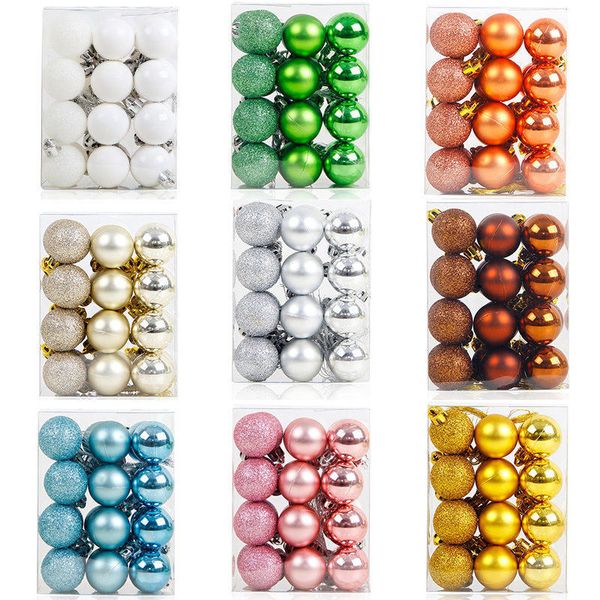 

24pcs/lot 3cm colorful christmas ball tree pendant bauble hanging ornament xmas birthday party decoration home decor 62296