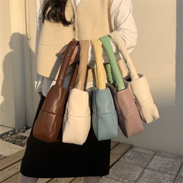 

fashion colorful space padded women shoulder bags designer brand handbags luxury soft leather down totes simply lady purses 2021