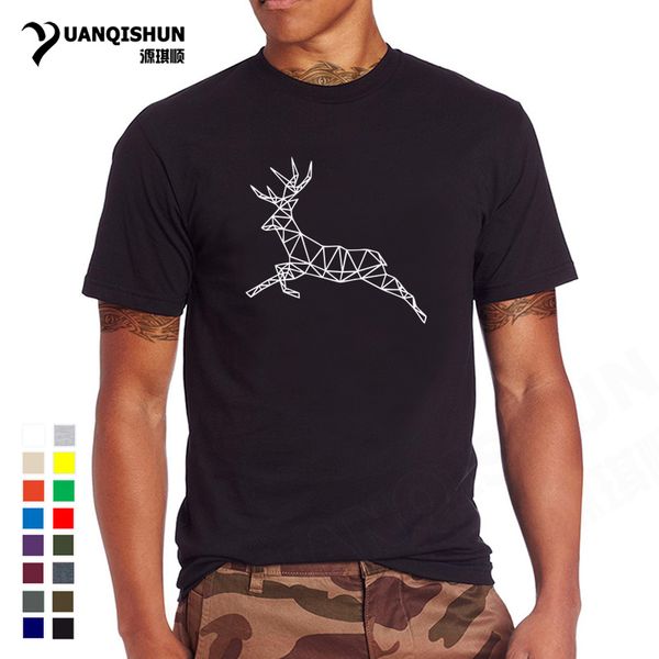 

sport geometric animal jumping deer print t-shirt 2018 new summer brand t shirts fashion casual men's cotton short-sleeved tshirt tees