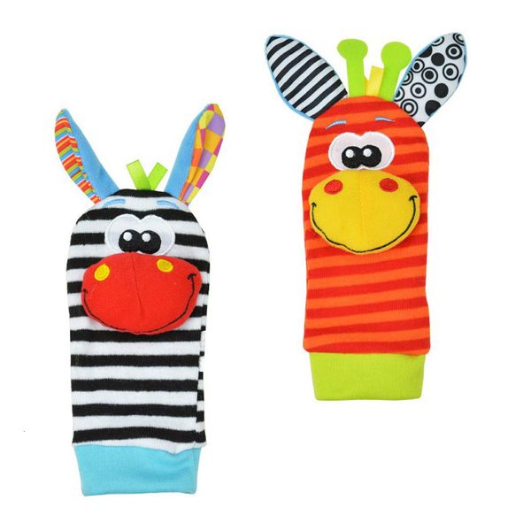 

cartoon 0-12 months soft animal rattles children infant newborn plush wrist rattle & foot finder baby toys