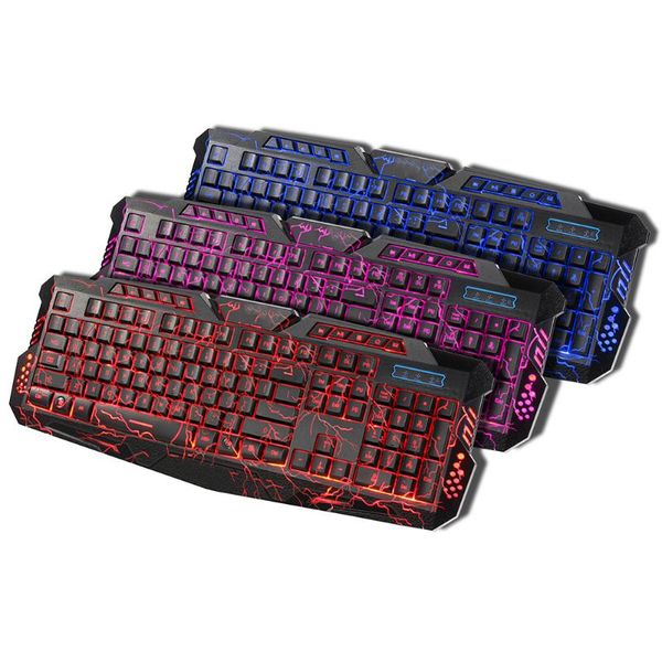 

wired gaming keyboard english version 3 colors backlit keyboards usb 104 keycaps russian keyboard computer game keyboards