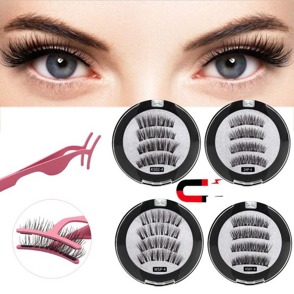 

false eyelashes professional magnetic 4 x magnet fake lashes set 8d quantum with soft technology tools