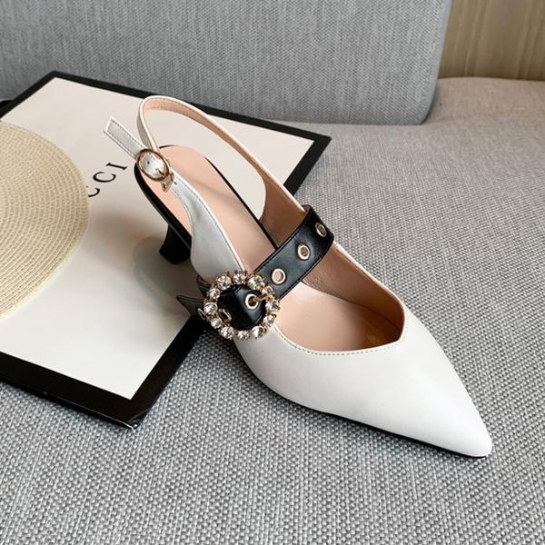

2021 new women's sandals will see broad fat instep big semi-high size pointy heels 49nn, Black