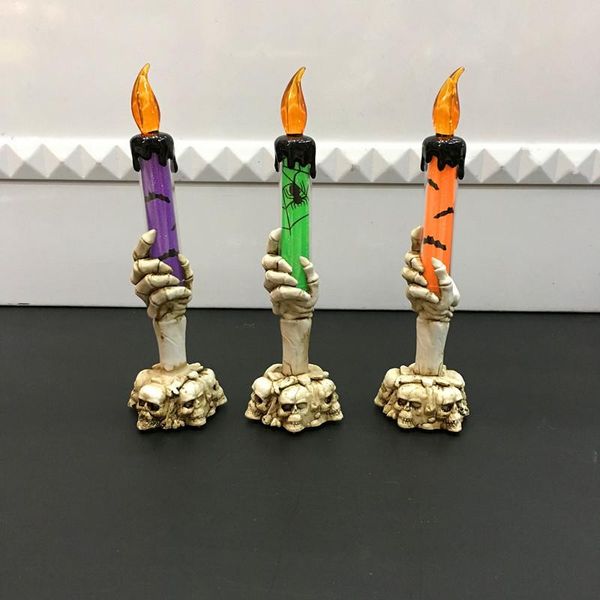 

halloween decoration horror skeleton handheld led electric candle light skeletons flameless candle lamp bar home party decoration dbc vt0971