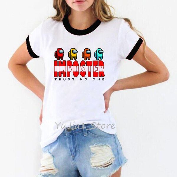 

cute angel among us tshirts women video game cartoon print t shirt femme harajuku kawaii clothes female t-shirt hip hop tee, White