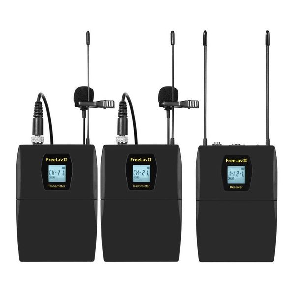 

uhf wireless lavalier microphone system with 32 channels for canon nikon fuji sony dslr cameras, camcorder, smartphone