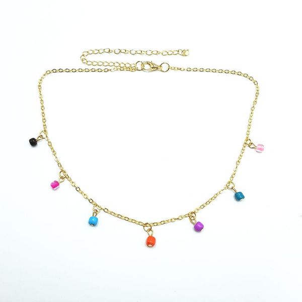 

boho colorful bead choker necklace for girl women, Silver