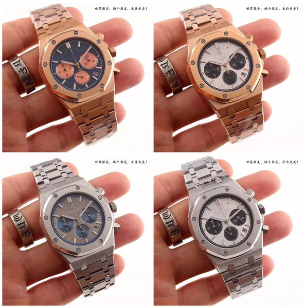 

7 styles of mens watch 42mm dial japanese quartz chronograph 316l strap sapphire glass luxury waterproof men wristwatch, Slivery;brown