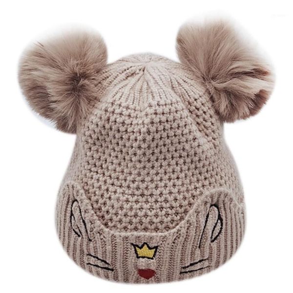 

baby hat kids beanies pom pom winter children hat knitted cute cap for girls boys casual solid color girls baby beanie1, Slivery;white