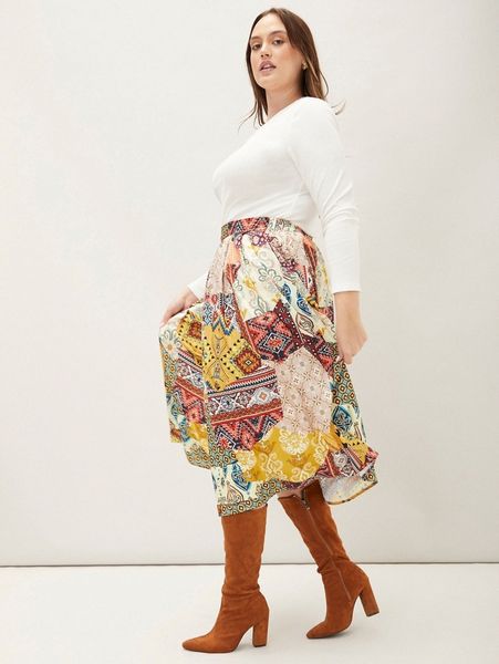 

motf premium plus patchwork flowy skirt d5gw#, Black