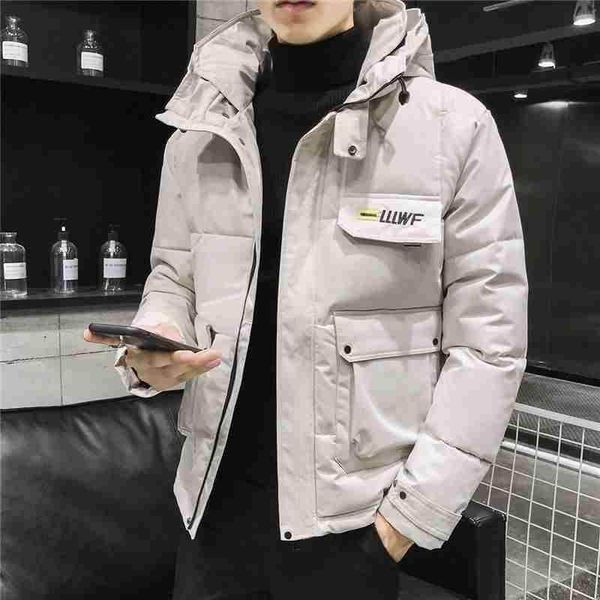 

men's down & parkas 2021 winter parka coat casual jacket big pocket hooded solid color 5 colors thick warm size 5xl, Black