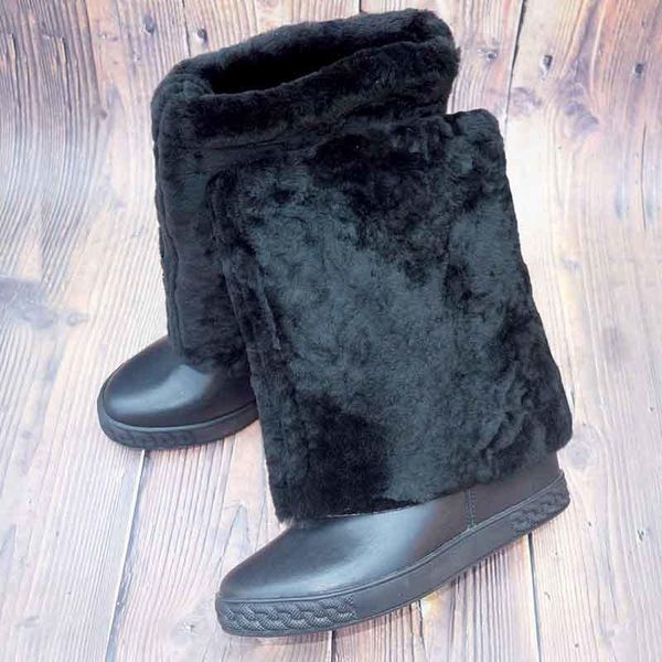 

winter boots women mid-calf bota feminina wedges shoes for women warm botas mujer fashion botines mujer 2020 zapatillas, Black