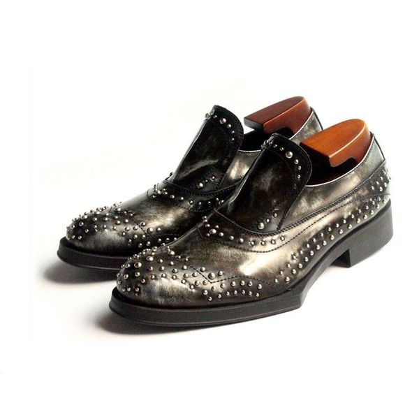 

роскошные платья обувь заклепки горком мужской социальный чистка скольжению на увеличение мужчины формальные обувь кожа обувь мужская sapato, Black