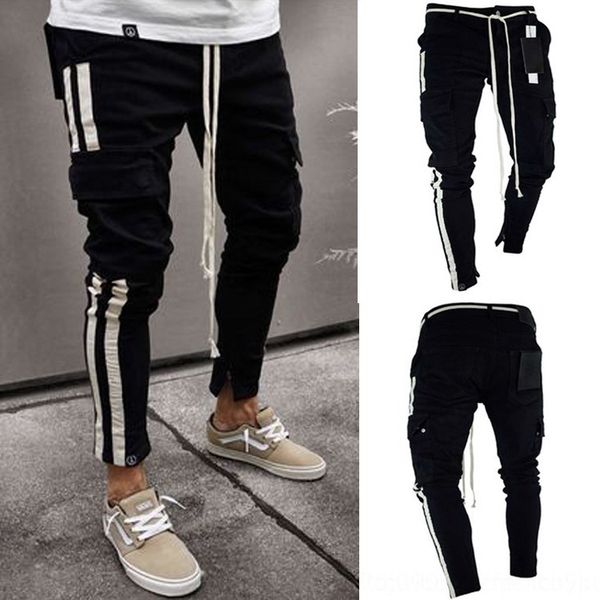 

8hofk youth tight black ribbon multi-pocket fashion pants ribbon tight pants new denim leggings overseas nk57 v9roe, Blue