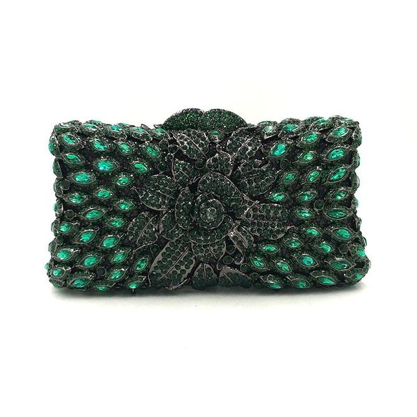 

luxury design bridal wedding party purses women diamonds clutches elegant rhinestone bag rose flower crystal clutches purses