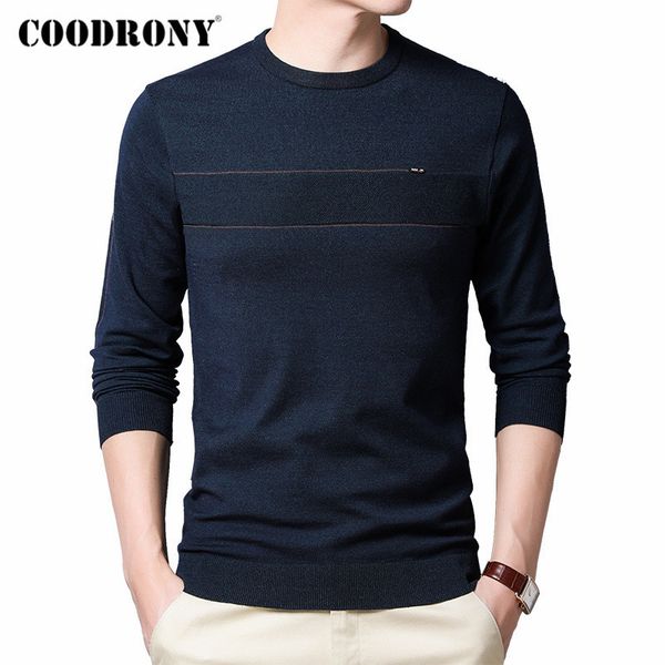 

coodrony brand spring autumn new arrival sweater men cotton knitwear pullover men clothes fashion casual o-neck pull homme 200929, White;black