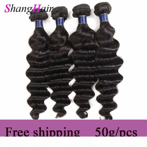 

9a brazilian remy human hair weaves loose deep 100% brazilian peruvian malaysian remy human hair bundles wefts loose deep 50g pcs, Black