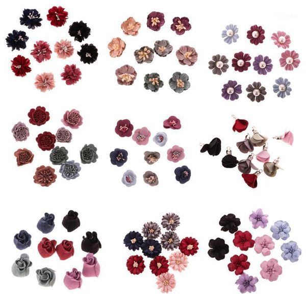 

10pcs assorted color sewing fabric flower embellishment for diy hair accessories1
