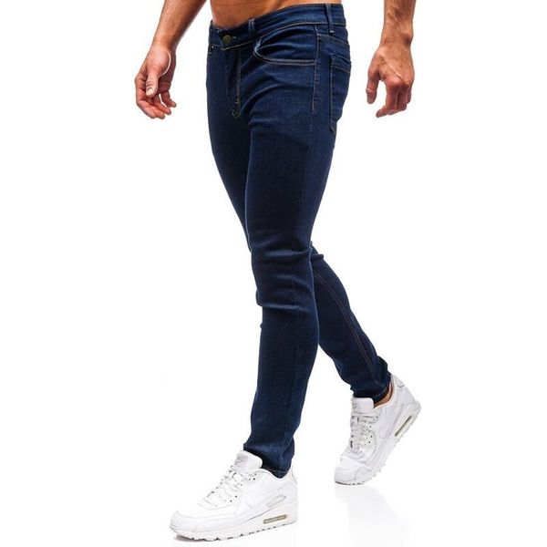 

men's casual autumn denim cotton hip hop loose work long trousers jeans denim pants loose fit trousers jeans men, Blue
