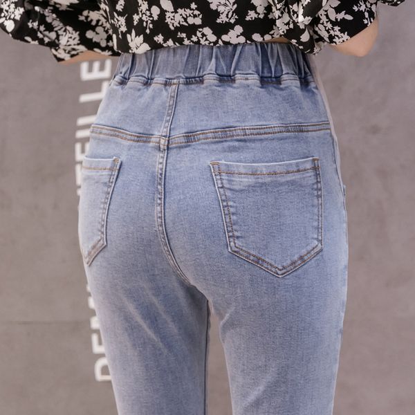 

937# autumn stretch denim maternity skinny jeans high waist belly pencil pants clothes for pregnant women pregnancy trousers c1002, White