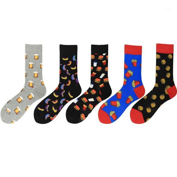 

5pairs/lot dog fries burger sushi plant socks short funny cotton socks women winter men happy1, Black