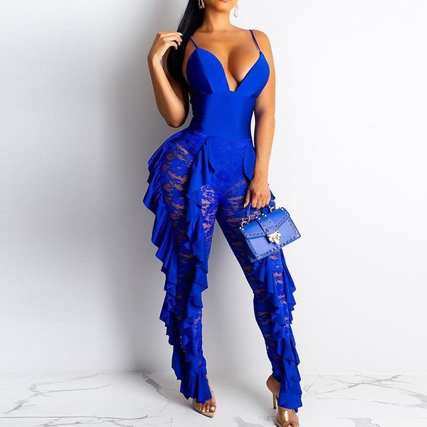 

v neck spaghetti strap lace patchwork rompers women jumpsuit spring summer sleeveless casual one piece overalls streetwear1, Black;white