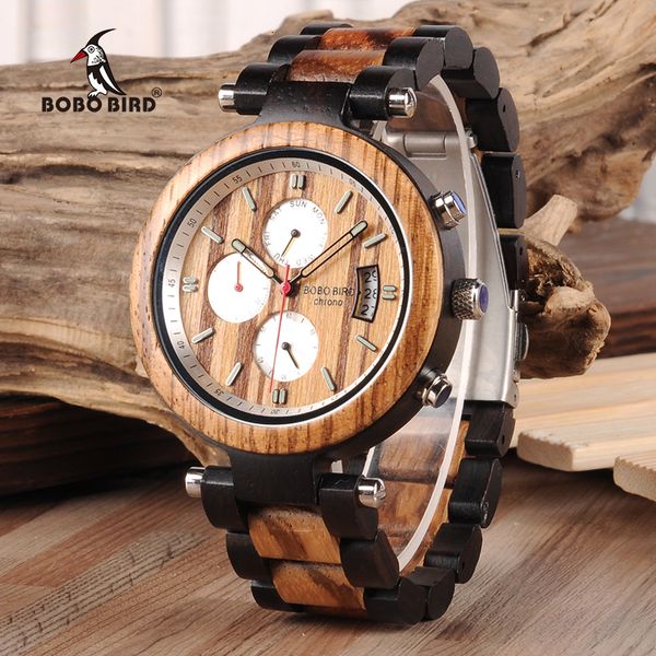 

bobo bird auto date display wood watch men relogio masculino business wrist swatches with v-p17 drop shipping, Slivery;brown