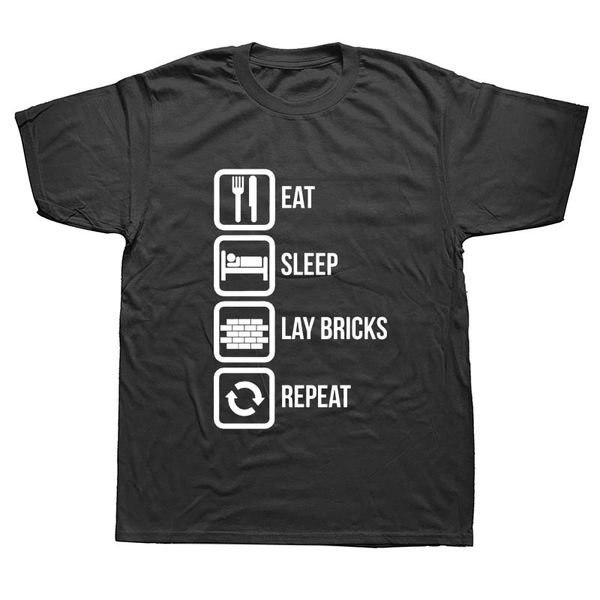 

eat sleep bricks repeat builder plasterer sarcastic summer style men clothings hoodie designers t shirts sweatshirt