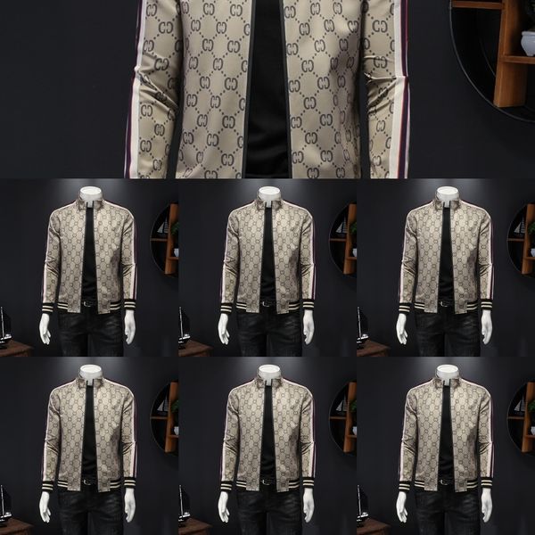 

uzhp0 fall winter jacket men's standing collar cardigan fashion korean sweater sweater 2020 version slim fashion printed jacket coat 9q, Black