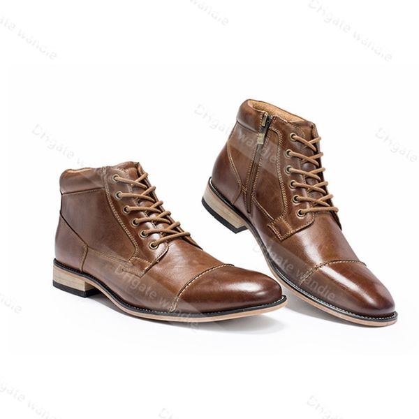

the new luxury designer business shoes man dress shoes genuine leather winter boots new fashion gentleman flats party office casual shoes 01, Black